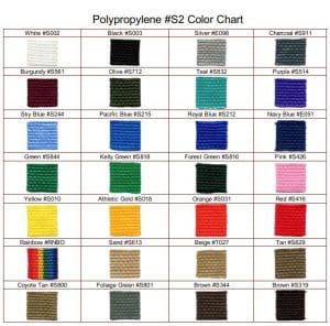 Polypropylene Webbing Color Card