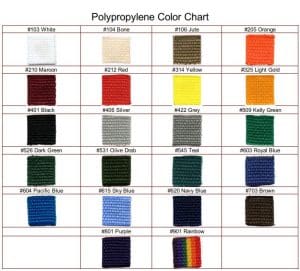 Polypropylene Webbing Color Card